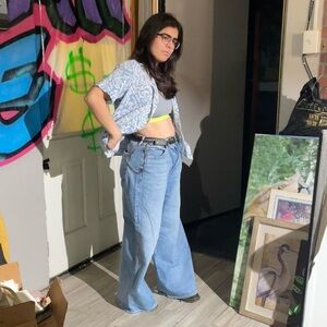 Vtg 90s LL Bean Cool Weave Batik Shirt M Blue Coastal Grandpa Cotton Button Up